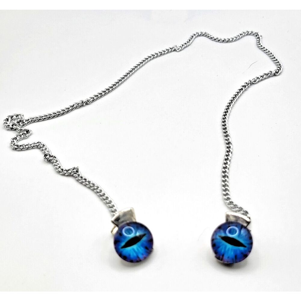 Brebitz Handmade Blue Cat Eye Clip On Fashion Chain 22in
